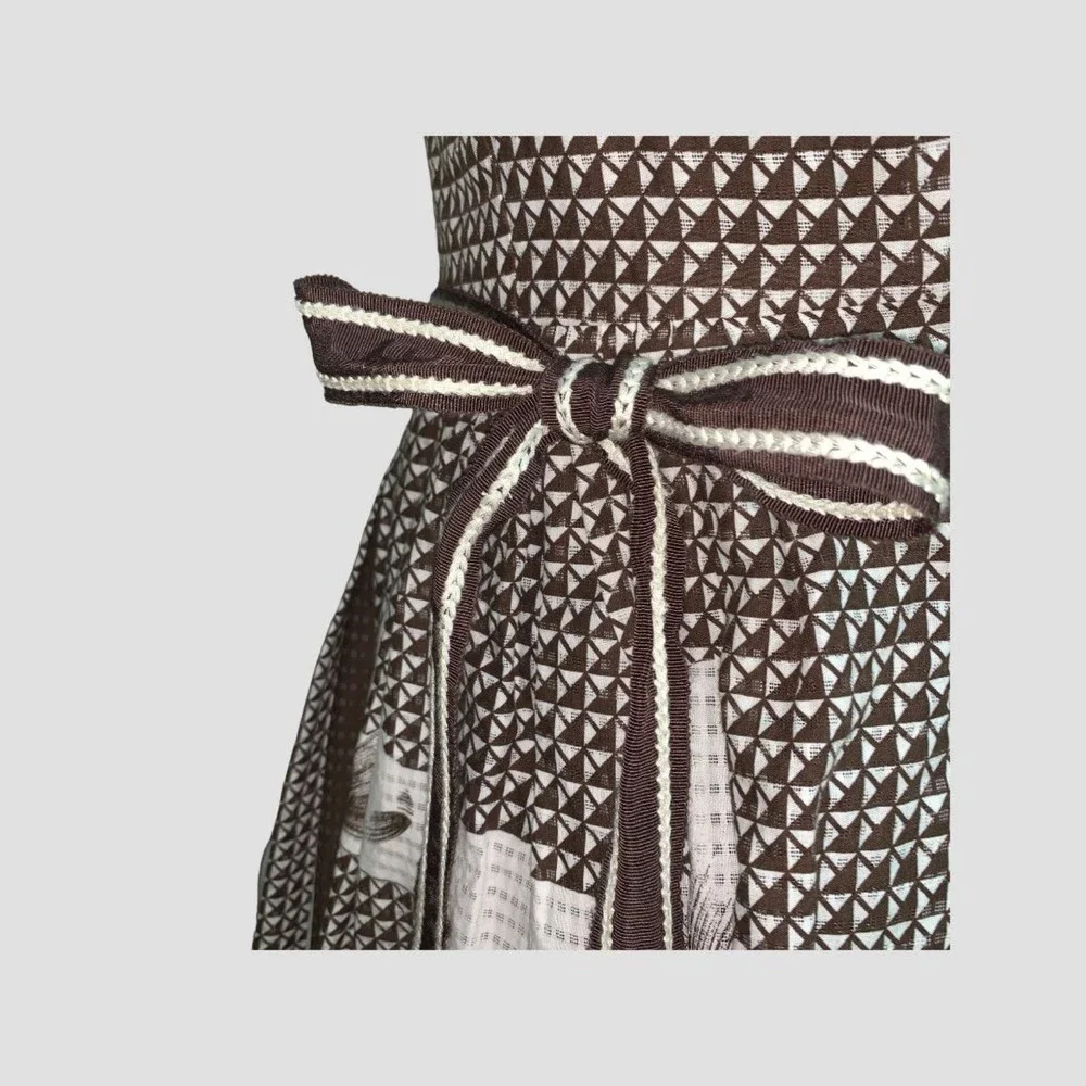 Anthropologie Edme & Esyllte Annona Brown White Bow pattern size 0 - Picture 5 of 11